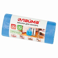 Мешки для мусора 30 л, синие, в рулоне 30 шт., ПНД, 10 мкм, 600х500 мм, LAIMA, 601378 в Казани