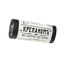 Мешки для мусора 30 л, черные, в рулоне 20 шт., ПНД, 7 мкм, 560х440 мм, Крепаномъ, 4607075710580 в Казани Мешки для мусора 30 л, черные, в рулоне 20 шт., ПНД, 7 мкм, 560х440 мм, Крепаномъ, 4607075710580