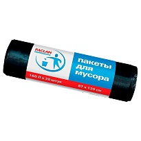 Мешки для мусора 160 л, черные, в рулоне 20 шт., ПВД, 30 мкм, 1200х870 мм, PACLAN Professional, 604082 в Казани