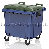 Контейнер для мусора 1100 л синий с темно-зеленой крышкой