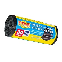 Мешки для мусора 30 л, черные, в рулоне 30 шт., ПНД, 9 мкм, 600х500 мм, Крепак, 4607075710108 в Казани Мешки для мусора 30 л, черные, в рулоне 30 шт., ПНД, 9 мкм, 600х500 мм, Крепак, 4607075710108