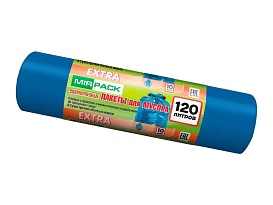Мешки для мусора 120 л, синие, в рулоне 10 шт., ПНД, 14 мкм, 1100х700 мм, EXTRA, ex1201802 в Казани Мешки для мусора 120 л, синие, в рулоне 10 шт., ПНД, 14 мкм, 1100х700 мм, EXTRA, ex1201802