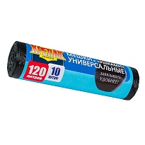 Мешки для мусора 120 л, с ушками, черные, в рулоне 10 шт., ПНД, 15 мкм, 1100х700 мм, Крепак, 4607075710474 в Казани Мешки для мусора 120 л, с ушками, черные, в рулоне 10 шт., ПНД, 15 мкм, 1100х700 мм, Крепак, 4607075710474