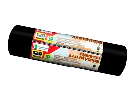 Мешки для мусора 120 л, черные, в рулоне 10 шт., ПНД, 12 мкм, 1100х700 мм, MIRPACK Classik, 1201011 в Казани Мешки для мусора 120 л, черные, в рулоне 10 шт., ПНД, 12 мкм, 1100х700 мм, MIRPACK Classik, 1201011