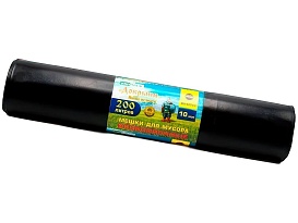 Мешки для мусора 200 л, ароматизированные, черные, в рулоне 10 шт., ПВД, 100 мкм, 1200х800 мм, Добрыня, Dob20010black в Казани