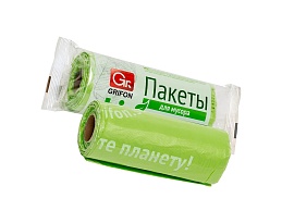 Мешки для мусора 30 л, биоразлагаемые, на втулке, зеленые, в рулоне 20 шт., ПНД, 12 мкм, 600х500 мм, GRIFON Bio, 100-031 в Казани