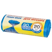Мешки для мусора 90 л, синие, в рулоне 20 шт., ПНД, 14 мкм, 900х700 мм, LAIMA ULTRA, 607693 в Казани