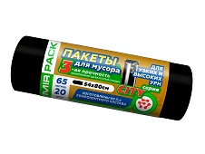 Мешки для мусора 65 л, черные, в рулоне 20 шт., ПСД, 25 мкм, 800х540 мм, CITY, 652021