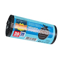 Мешки для мусора 30 л, с ушками, черные, в рулоне 30 шт., ПНД, 9 мкм, 600х500 мм, Крепак, 4607075710450 в Казани Мешки для мусора 30 л, с ушками, черные, в рулоне 30 шт., ПНД, 9 мкм, 600х500 мм, Крепак, 4607075710450