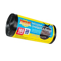 Мешки для мусора 180 л, черные, в рулоне 30 шт., ПНД, 20 мкм, 1150х800 мм, Крепак, 4607075710139 в Казани Мешки для мусора 180 л, черные, в рулоне 30 шт., ПНД, 20 мкм, 1150х800 мм, Крепак, 4607075710139
