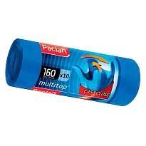 Мешки для мусора 160 л, с ушками, синие, в рулоне 10 шт., ПВД, 30 мкм, 1250х900 мм, PACLAN Multitop, 604064 в Казани