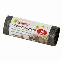 Мешки для мусора 30 л, черные, в рулоне 20 шт., ПНД, 5 мкм, 550х470 мм, Любаша эконом, 605329 в Казани Мешки для мусора 30 л, черные, в рулоне 20 шт., ПНД, 5 мкм, 550х470 мм, Любаша эконом, 605329