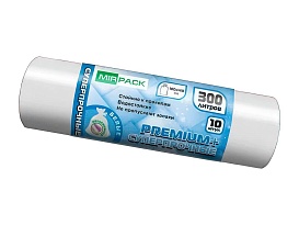Мешки для мусора 300 л, белые, в рулоне 10 шт., ПВД 70 мкм, 1400х1000 мм, PREMIUM+, 300101602 в Казани Мешки для мусора 300 л, белые, в рулоне 10 шт., ПВД 70 мкм, 1400х1000 мм, PREMIUM+, 300101602