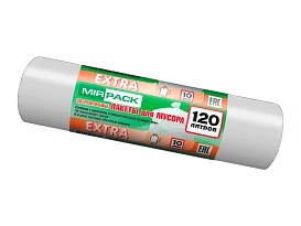 Мешки для мусора 120 л, белые, в рулоне 10 шт., ПНД, 14 мкм, 1100х700 мм, EXTRA, ex1201803 в Казани Мешки для мусора 120 л, белые, в рулоне 10 шт., ПНД, 14 мкм, 1100х700 мм, EXTRA, ex1201803