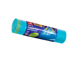 Мешки для мусора 120 л, с завязками, голубые, в рулоне 10 шт., ПНД, 18 мкм, 1100х700 мм, GRIFON, 101-065 в Казани