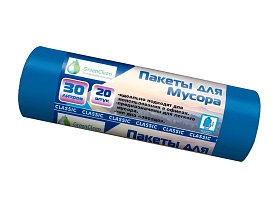 Мешки для мусора 30 л, синие, в рулоне 20 шт., ПНД, 7 мкм, 600х500 мм, MIRPACK Classik, 302041 в Казани Мешки для мусора 30 л, синие, в рулоне 20 шт., ПНД, 7 мкм, 600х500 мм, MIRPACK Classik, 302041