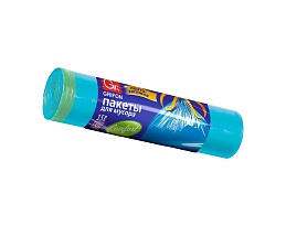 Мешки для мусора 50 л, с завязками, голубые, в рулоне 15 шт., ПНД, 14 мкм, 700х600 мм, GRIFON, 101-063 в Казани