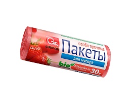 Мешки для мусора 30 л, ароматизированные, Клубника, красные, в рулоне 20 шт., ПНД, 9 мкм, 560х530 мм, GRIFON Aroma, 101-020 K в Казани