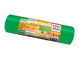 Мешки для мусора 120 л, зеленые, в рулоне 10 шт., ПНД, 14 мкм, 1100х700 мм, EXTRA, ex1201804 в Казани Мешки для мусора 120 л, зеленые, в рулоне 10 шт., ПНД, 14 мкм, 1100х700 мм, EXTRA, ex1201804