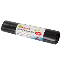Мешки для мусора 240 л, черные, в рулоне 5 шт., ПВД 30 мкм, 1300х900 мм, Любаша, 605338 в Казани